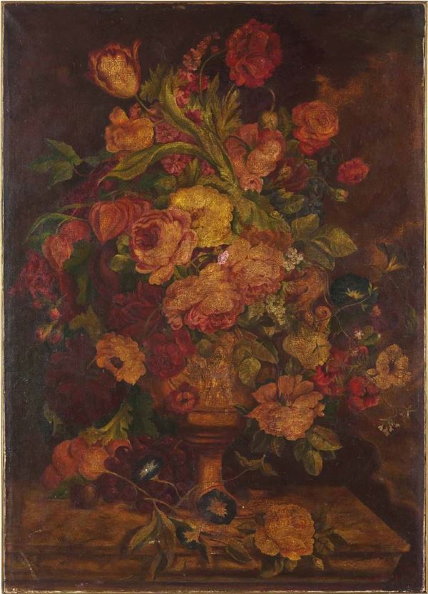 Scuola del secolo XIX secolo Natura morta con vaso di fiori