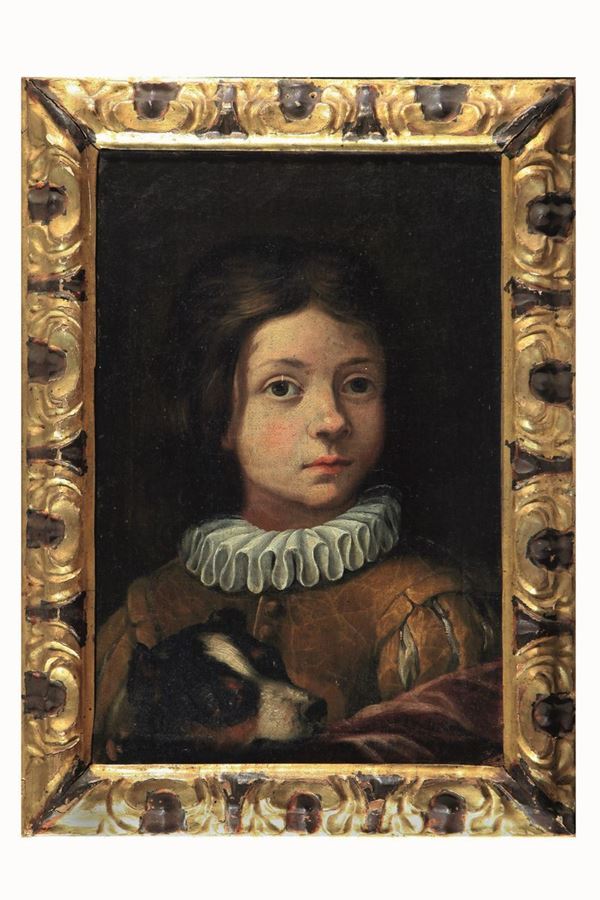 Scuola del XVII secolo Ritratti di fanciulli con cagnolini