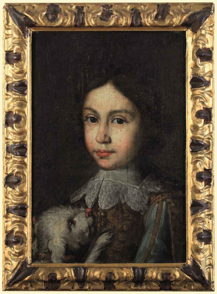 Scuola del XVII Secolo Ritratti di Fanciulli con Cagnolini