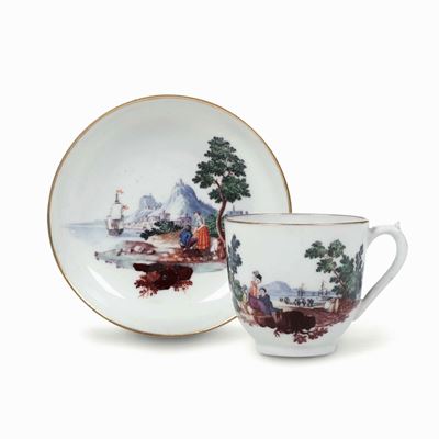 Tazza con Piattinonove, Manifattura Antonibon, 1790-1800 Circapittura di Giovanni Marcon (1771-18...