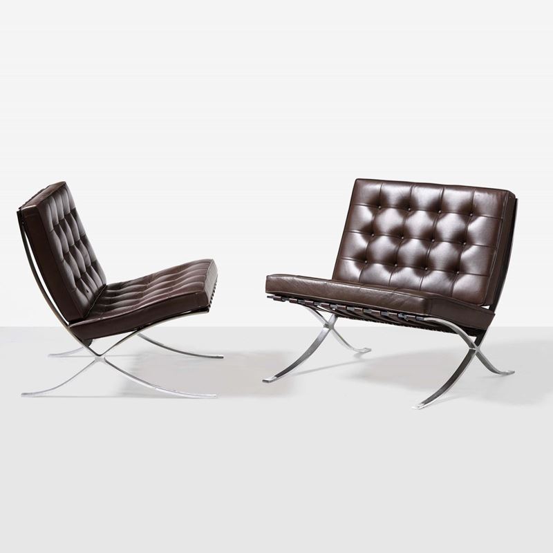 Ludwig Mies Van Der Rohe : Due poltrone mod. MR90 Barcelona  - Asta Design - Cambi Casa d'Aste