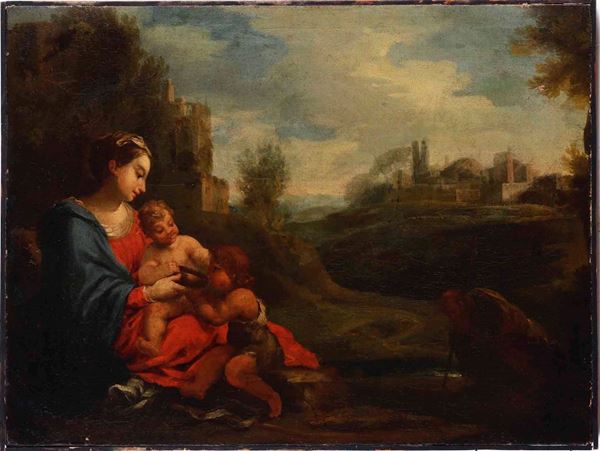 Scuola veneta del XVIII secolo Madonna con Bambino e San Giovannino