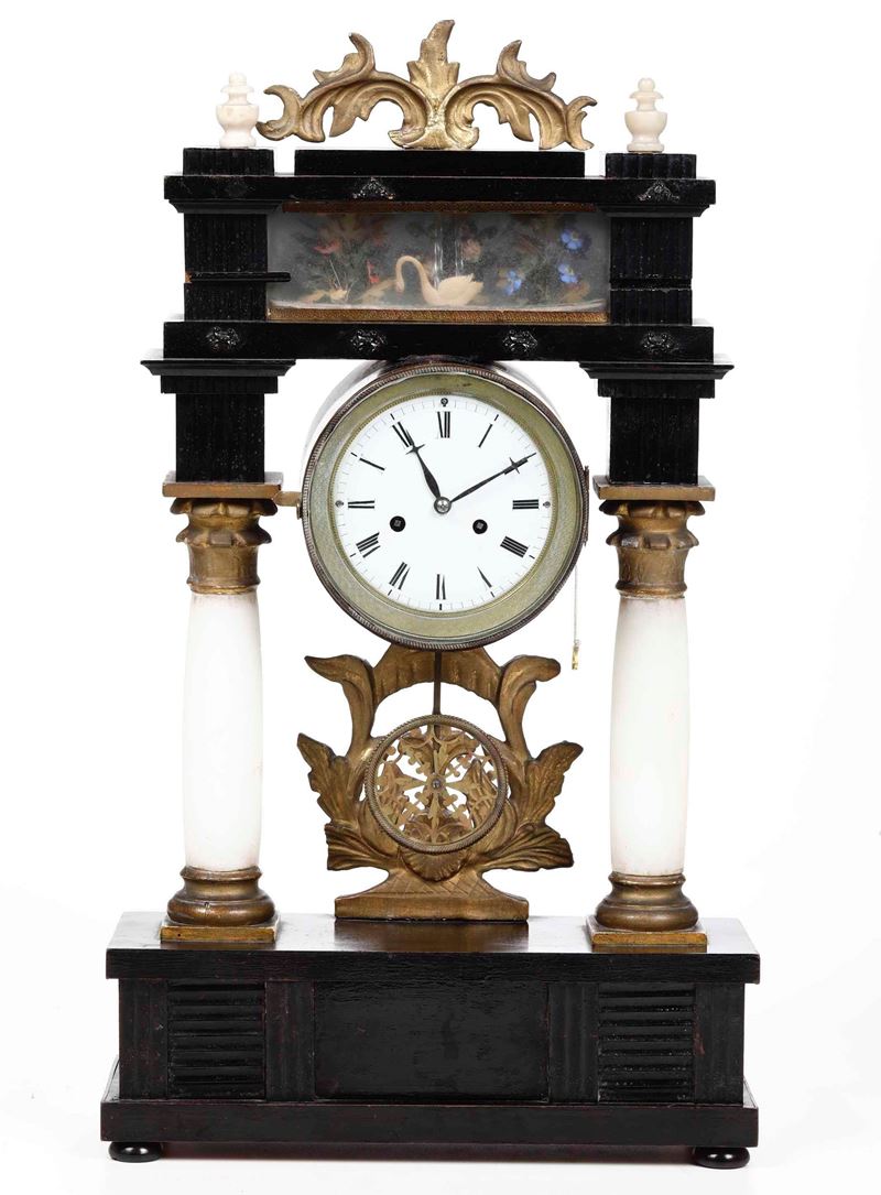 Pendola da tavolo a tempietto in legno ebanizzato. XX Secolo  - Auction Antique July | Cambi Time - Cambi Casa d'Aste
