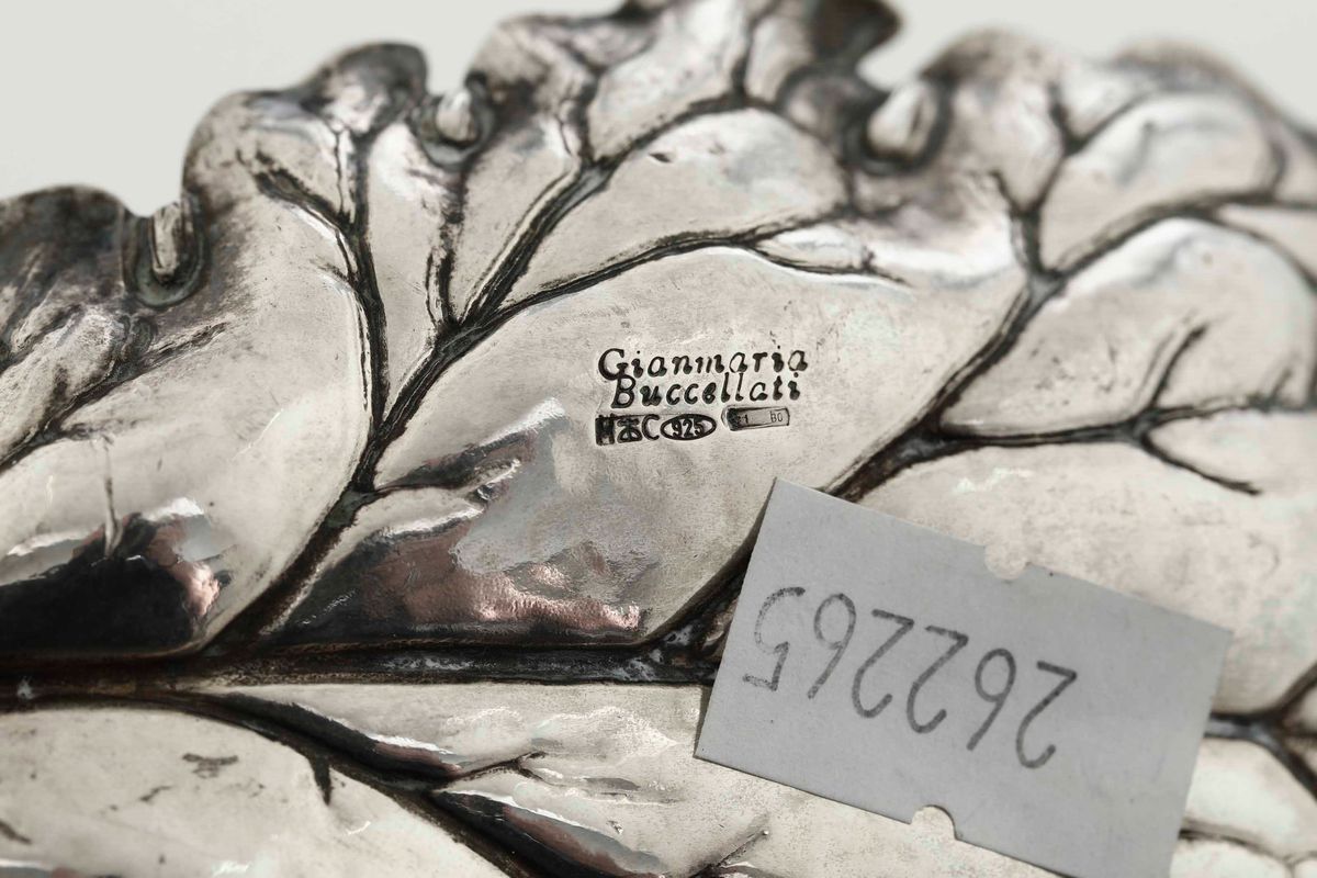 Quattro Segnaposti a Foglia. Argento 925 Fuso e Sagomato. Argenteria Artistica Italiana del XX-XX...