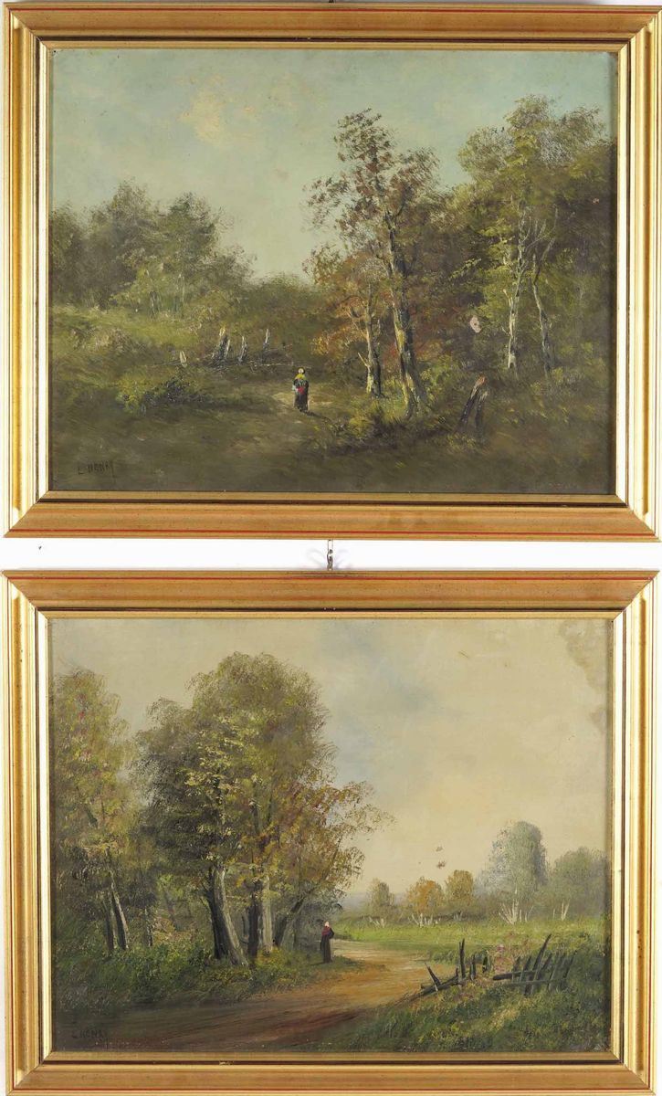 Coppia paesaggi, firmati Henry  - Asta Dipinti del XIX-XX secolo - Cambi Casa d'Aste
