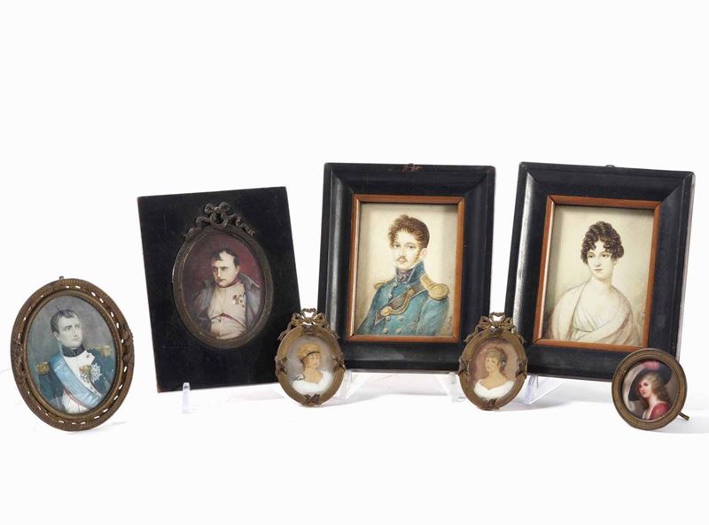 Lotto composto da sette miniature raffiguranti ritratti  - Asta Antiquariato Luglio | Cambi Time - Cambi Casa d'Aste