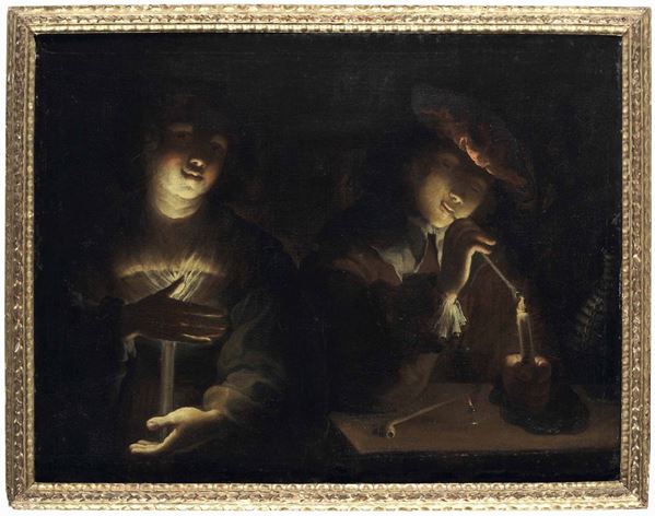 Pietro Ricchi detto il Lucchese - Due figure a lume di candela