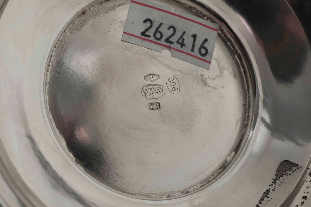 Servizio da Tè e Caffè. Argento Fuso, Sagomato ed Ebanizzato. Argenteria Artistica Milanese della...