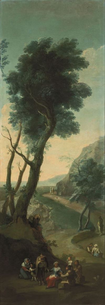 Paolo Anesi (roma 1697 - Roma 1761) e Paolo Monaldi (roma 1710 - Roma 1779) Paesaggio Campestre c...