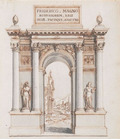 Scuola del XVIII Secolo Studio di Arco Trionfale in Onore di Federico II il Grande, Re di Prussia