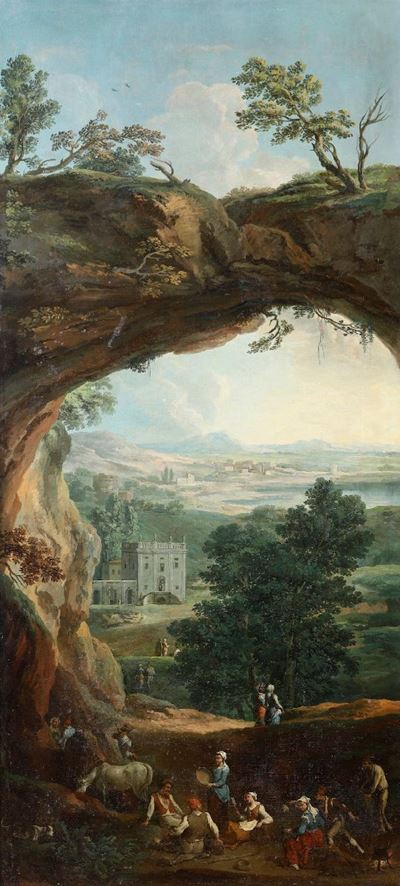 Paolo Anesi (roma 1697 - Roma 1761) e Paolo Monaldi (roma 1710 - Roma 1779) Paesaggio Campestre c...