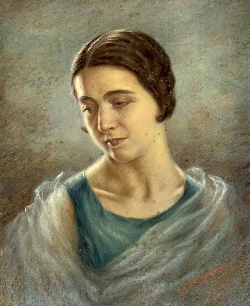 Pittore del XIX secolo Ritratto femminile  - pastelli su cartoncino - Asta Dipinti del XIX-XX secolo - Cambi Casa d'Aste