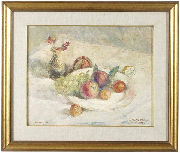 Giovanni Battista Mozzoni detto Tita (1894-1986) Natura morta con frutta e fiori