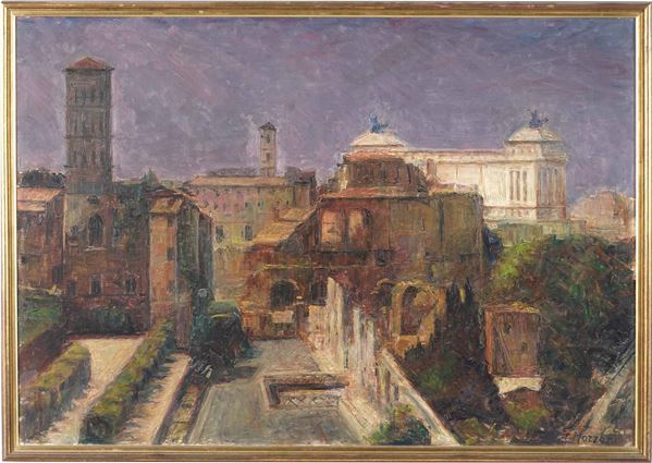 Giovanni Battista Mozzoni detto Tita (1894-1986) Veduta di Roma col Vittoriano sullo sfondo