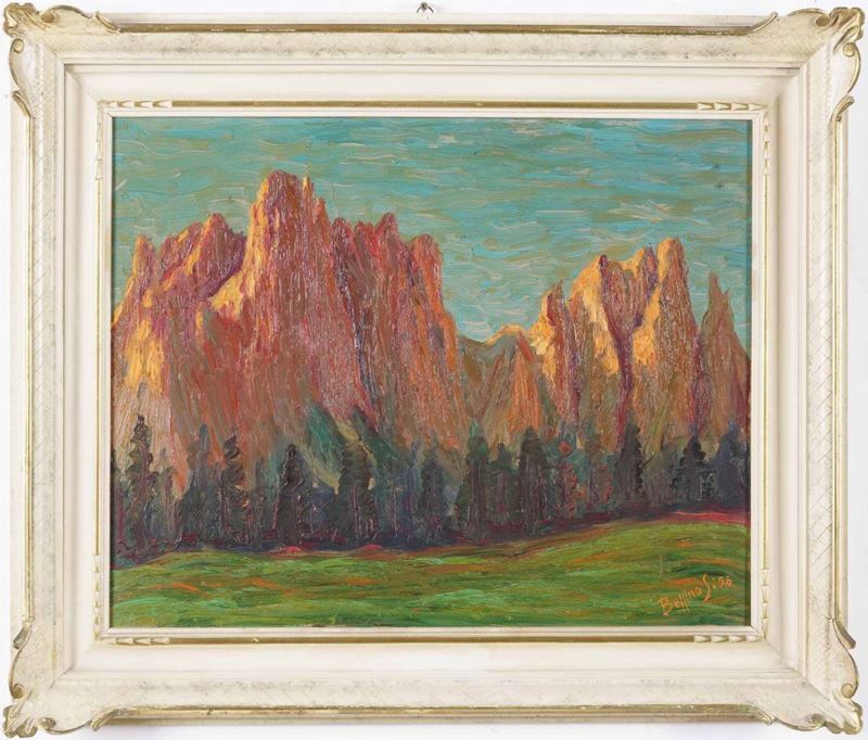Giuseppe Sopraperra (1912-1985) Paesaggio dolomitico  - Olio su tavola - Auction 19th Century Paintings - Cambi Casa d'Aste