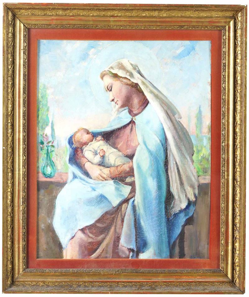 Baccio Maria Bacci (1888-1974) Madonna con Bambino  - Olio su tela - Auction 19th Century Paintings - Cambi Casa d'Aste