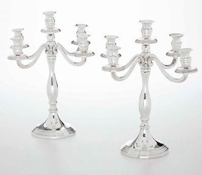 Coppia di Candelabri in Argento. Argenteria Siciliana del XX-XXI Secolo, Catania