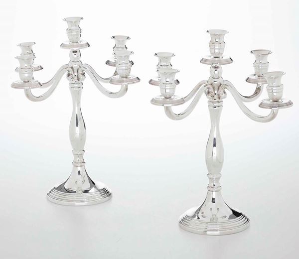 Coppia di candelabri in argento. Argenteria siciliana del XX-XXI secolo, Catania