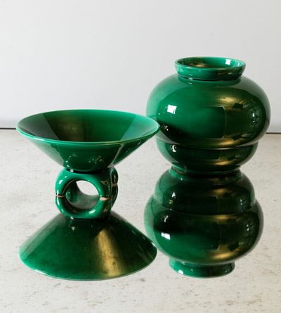 Un Vaso e Un’alzatinafrancia, Manifattura di Sèvres, Seconda Metà del XX Secolo