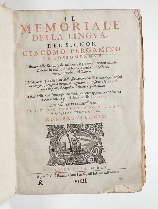 Il Memoriale della lingua del Signor Giacomo Pergamino di Fossombrone...In Venezia, Appresso Gio. Battista  [..]