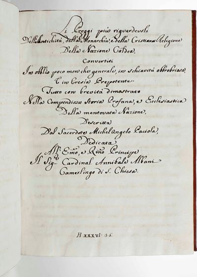 Paciola Michelangelo Li Preggi Più Ragguardevoli Dell’antichità della Monarchia della Religione d...