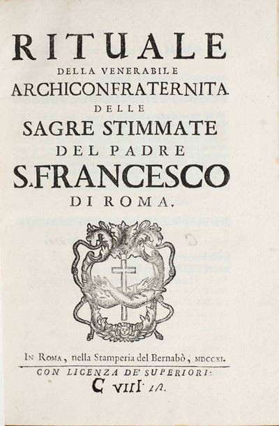 Autori Vari Rituale della Venerabile Archiconfraternita delle Sagre Stimmate del Padre S.francesc...