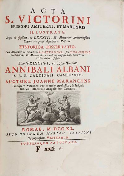 Marangoni Giovanni Acta S.victorini Episcopi Amiterni, Et Martiris Illustrata Romae Apud Mariam S...