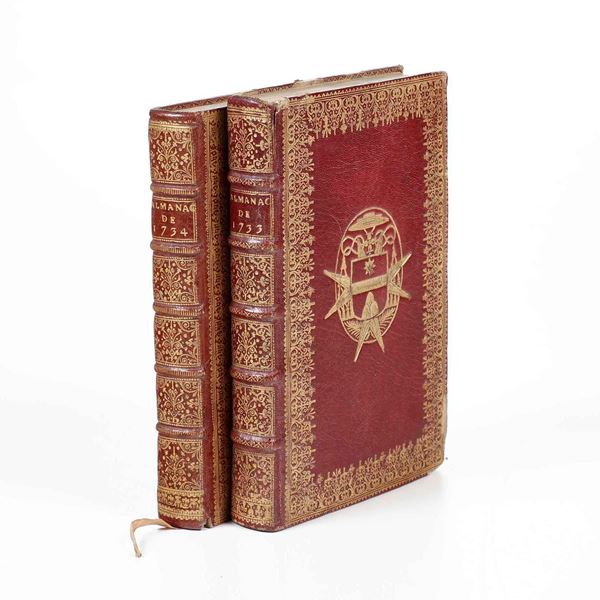 Autori Vari Almanach Royal, pour l’année 1733 e 1734, a Paris, de l’Imprimerie de la Veuve d’Houry