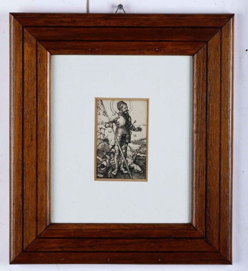 Albrecht D&#252;rer : Albrecht Dürer (copia da). San Giorgio a piedi... secolo XIX  - Auction Old and Rare Books. Envravings - Cambi Casa d'Aste