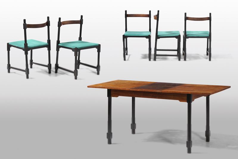 Set di tavolo e cinque sedie  - Asta Arredi del'900 - Cambi Casa d'Aste