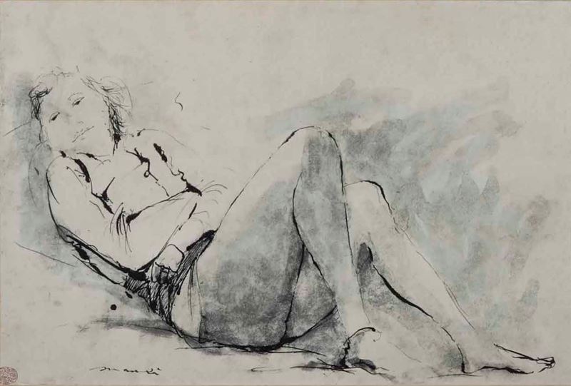 Giacomo Manz&#249; : Nudo femminile  - litografia - Asta Prints and Multiples  [..]