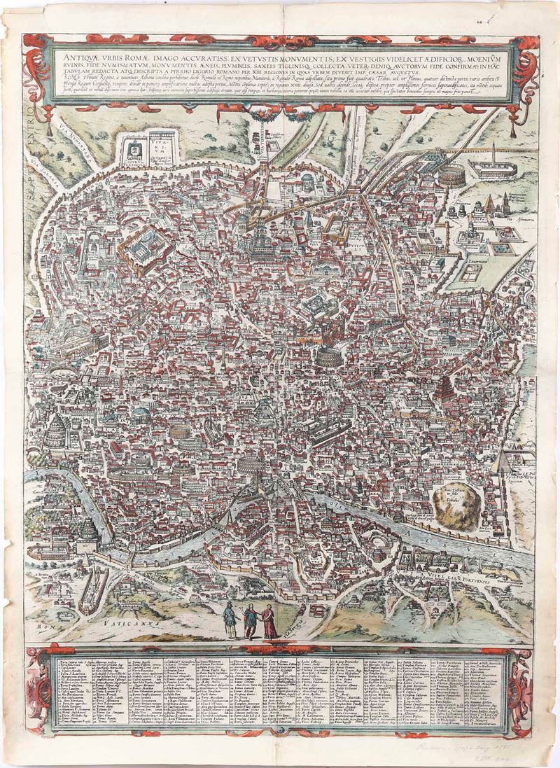 Georg Braun e Frans Hogenberg Antiquae Urbis Romae Imago Accuratiss. Colonia 1575 circa.  - Auction Antique and rare books, Prints, Views and Maps - Cambi Casa d'Aste