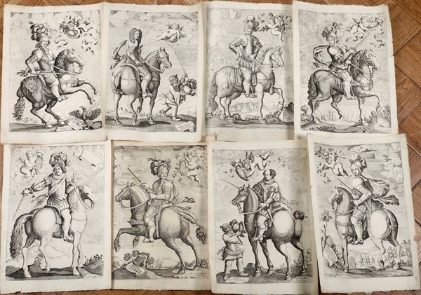 Andreus et Paulus de Abbiatis stampe raffiguranti uomini a cavallo