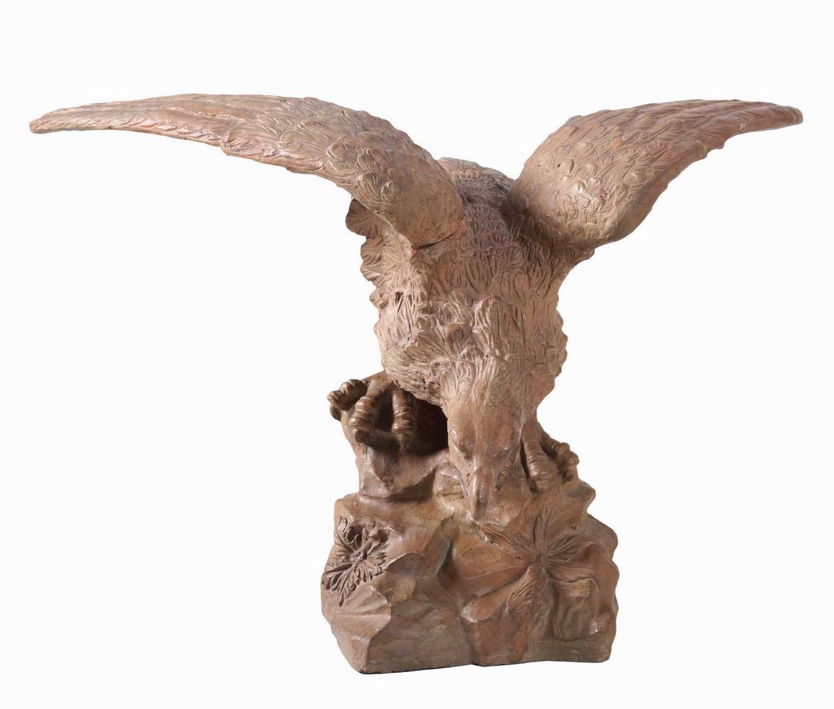 Grande Scultura in Terracotta Raffigurante Aquila, XX Secolo