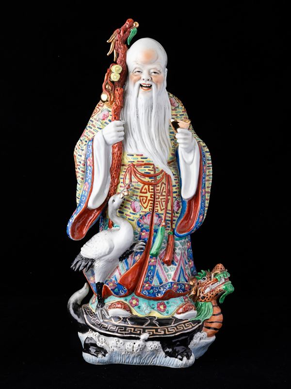 Figura di saggio in porcellana, Cina, Repubblica, XX secolo