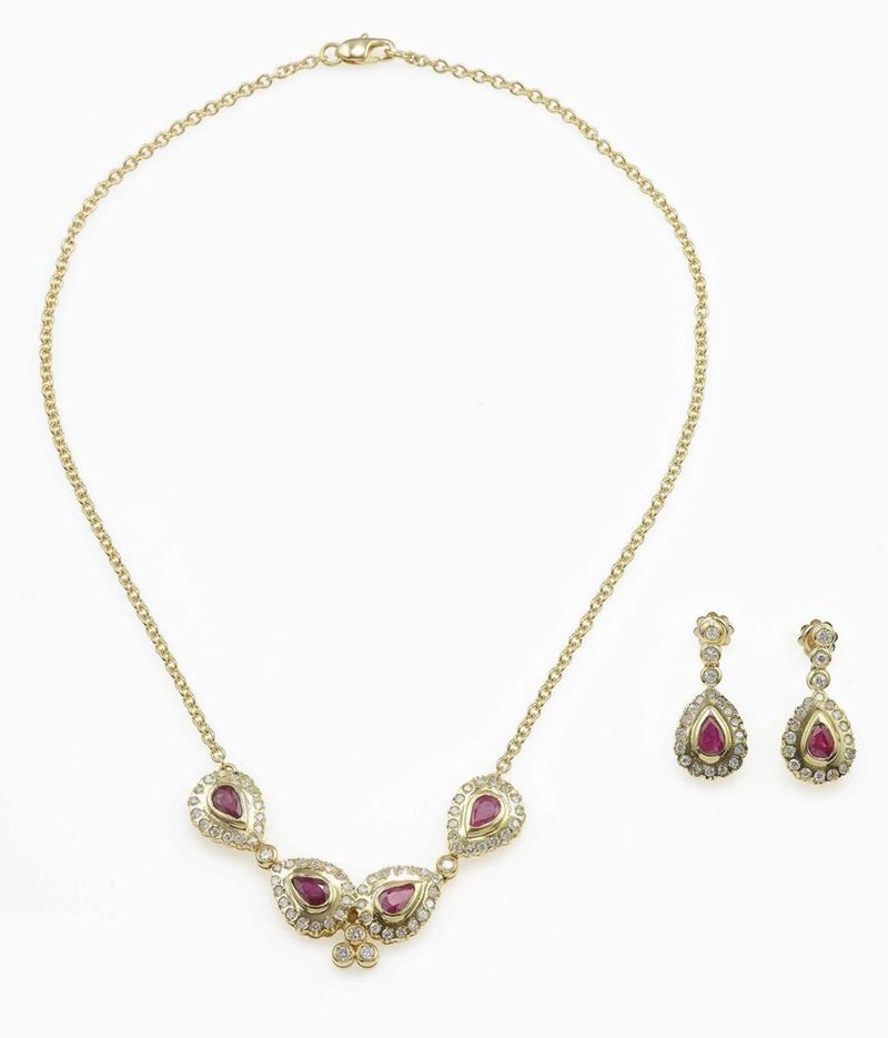 Ruby, diamond and gold demi-parure  - Auction Jewels - Cambi Casa d'Aste