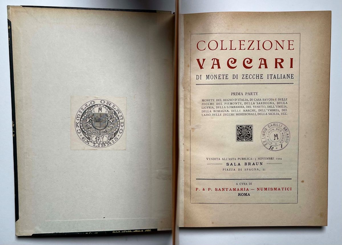 Santamaria P. & P. Collezione Vaccari di Monete di Zecche Italiane. Roma, 5 Novembre 1924.