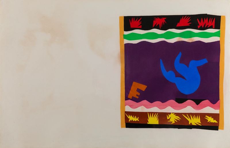 Henri Matisse : Le Tobogan (dalla serie Jazz)  (1947)  - pochoir stampato a colori su carta Arches in una edizione di 100 pubblicato da Tériade Éditeur, Pari - Asta Prints & Multiples  - Cambi Casa d'Aste