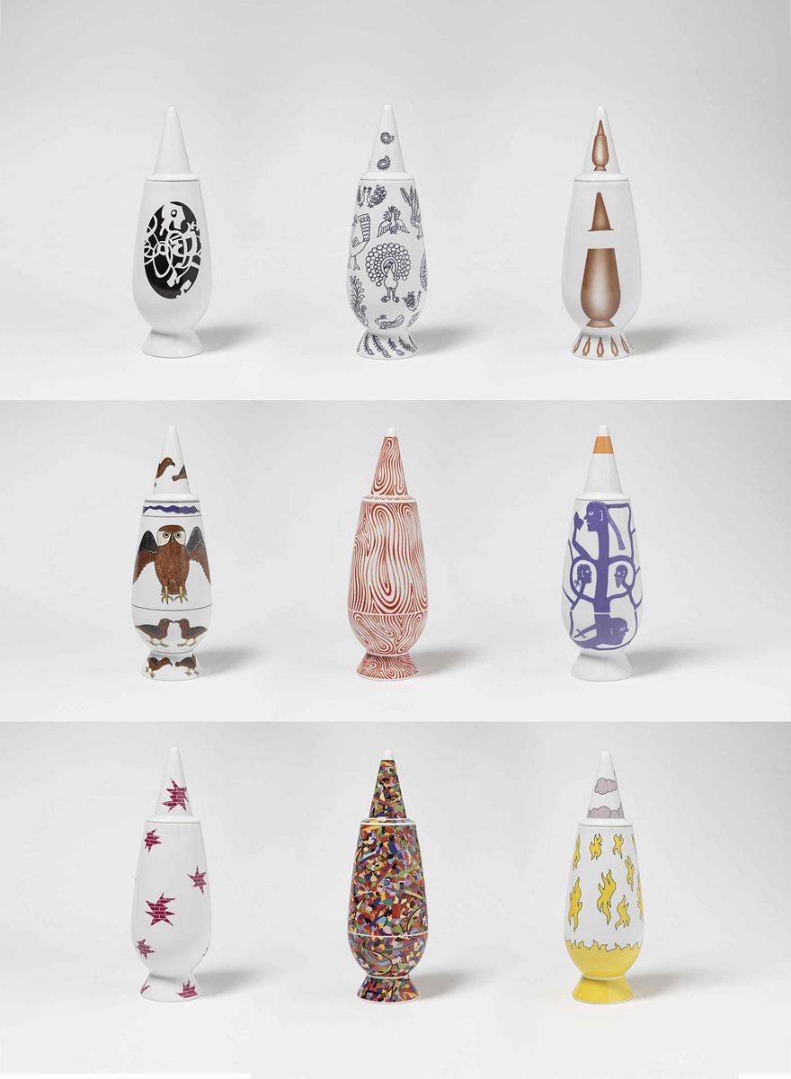 Alessandro Mendini per Alessi - Dieci Vasi in Ceramica Smaltata