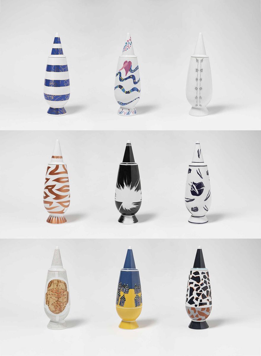 Alessandro Mendini per Alessi - Dieci Vasi in Ceramica Smaltata