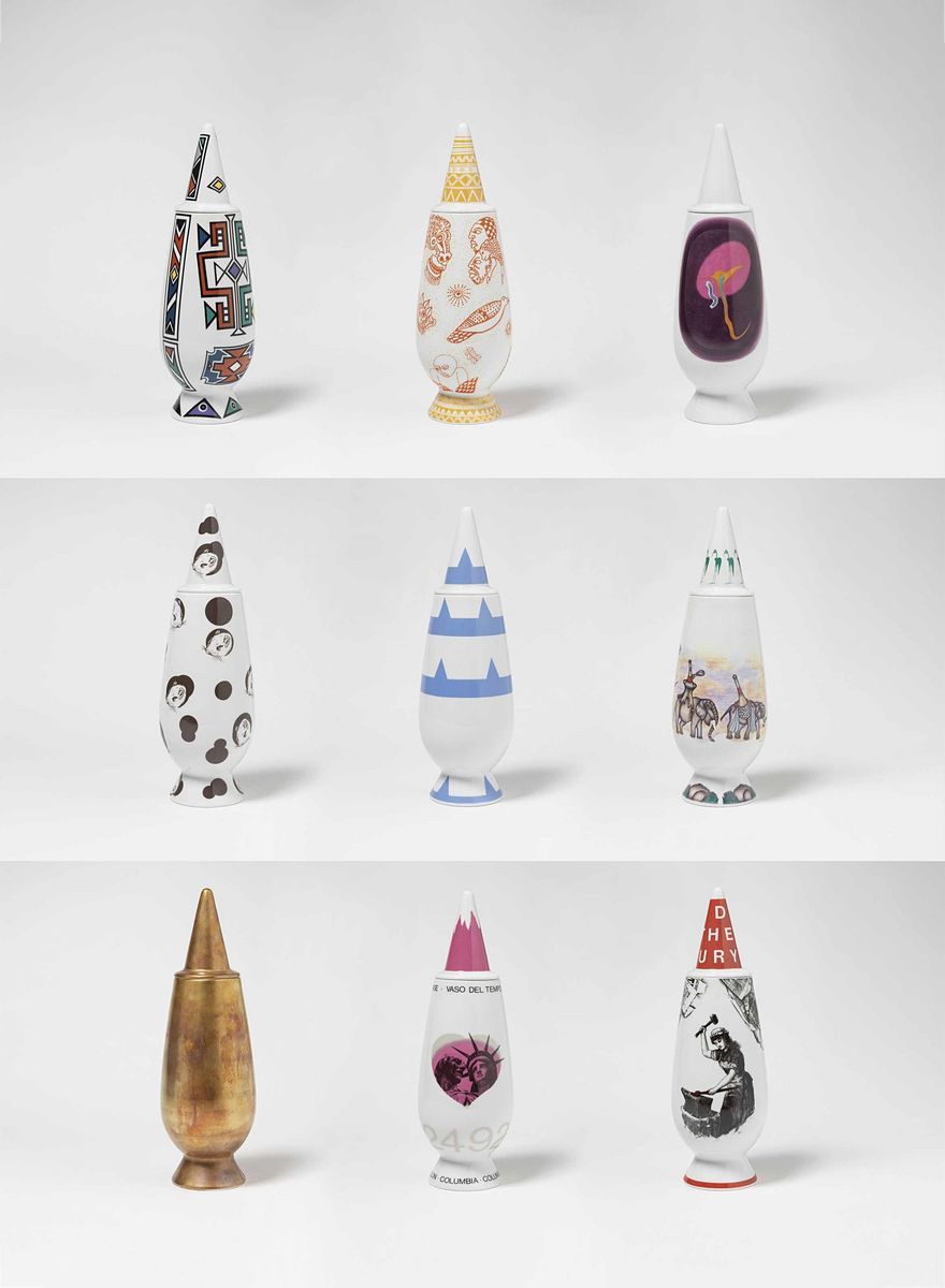 Alessandro Mendini per Alessi - Dieci Vasi in Ceramica Smaltata