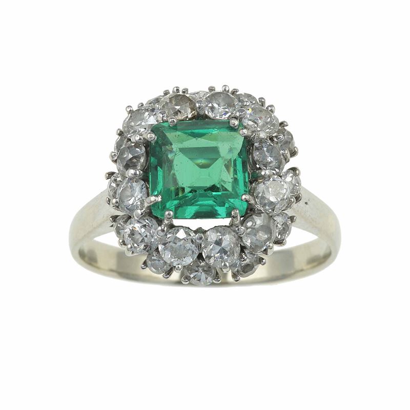 Anello con smeraldo Colombia di ct 1.42  - Asta Fine Jewels - Cambi Casa d'Aste