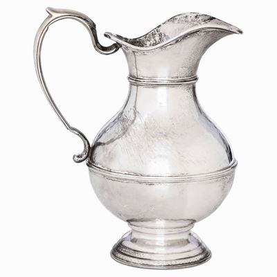 Brocca in Argento Fuso. Argenteria Italiana della Prima Metà del XX Secolo. Argentiere Cesa, Ales...
