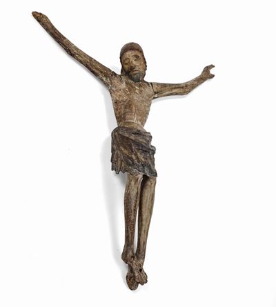 Corpus Christi. Legno Scolpito con Tracce di Cromia. Arte Tardo Gotica Italiana del XV Secolo