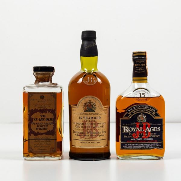 Justerini & Brooks, Finest Malt Scotch Whisky 20 years old Justerini & Brooks, Blended Scotch Whisky 15 years old Justerini & Brooks, Blended Scotch Whisky Royal Ages 15 years old