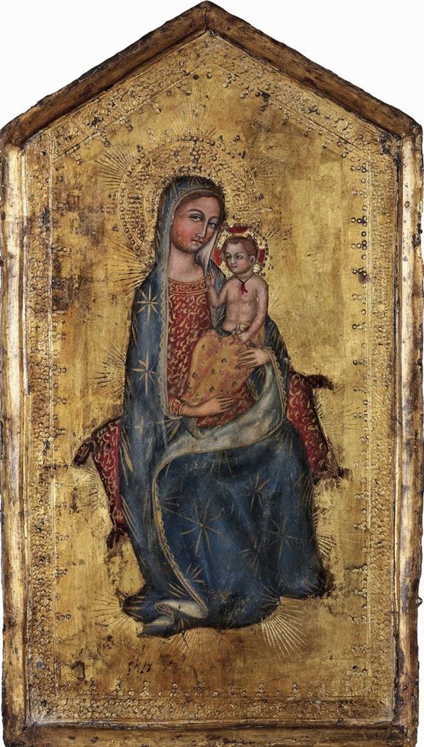 Nei modi della pittura senese del XV secolo Madonna in trono con Bambino
