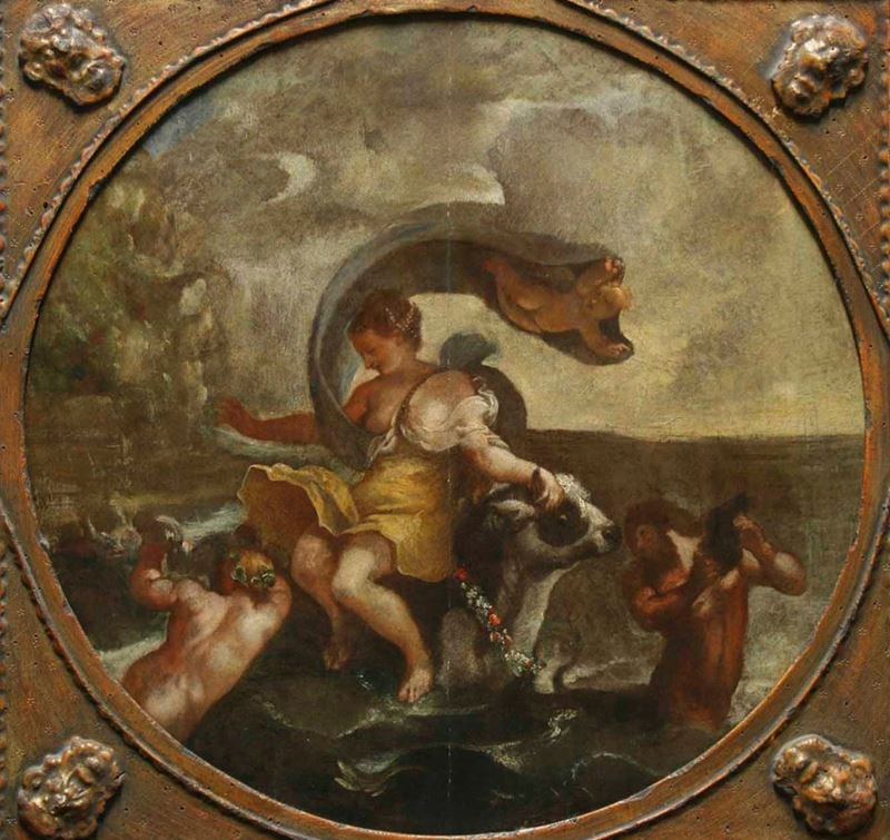 Scuola del XVII secolo Ratto di Europa  - olio su tavola - Asta Dipinti Antichi | Cambi Time - Cambi Casa d'Aste