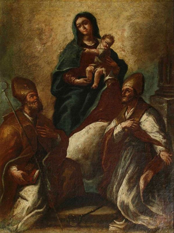 Scuola del XVIII secolo Madonna col Bambino e santi