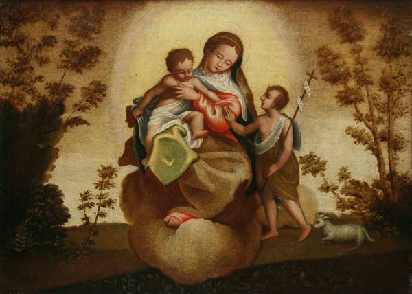 Scuola del XVIII secolo Madonna col Bambino e S. Giovannino