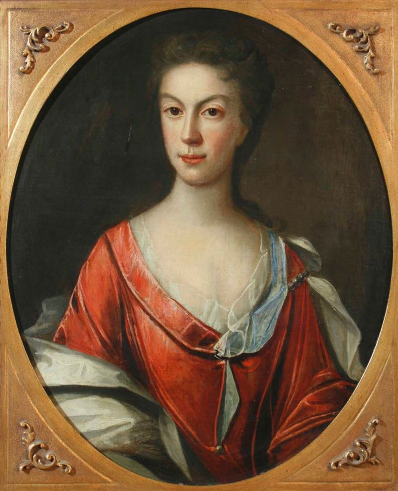 Scuola del XVIII secolo Dama in abito rosso  - olio su tela - Auction Old Masters | Cambi Time - Cambi Casa d'Aste